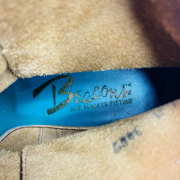 Vintage 60s Beacons Are Always Fitting Camel Leather Harness Go Go‎ Ankle Boots - Picture 11 of 11